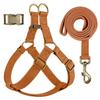 Custom PU Leather Harness And Leash Engraved Dog ID Buckle Harnesses Vest Pet Leading Rope Durable For Small Medium Dogs Bulldog