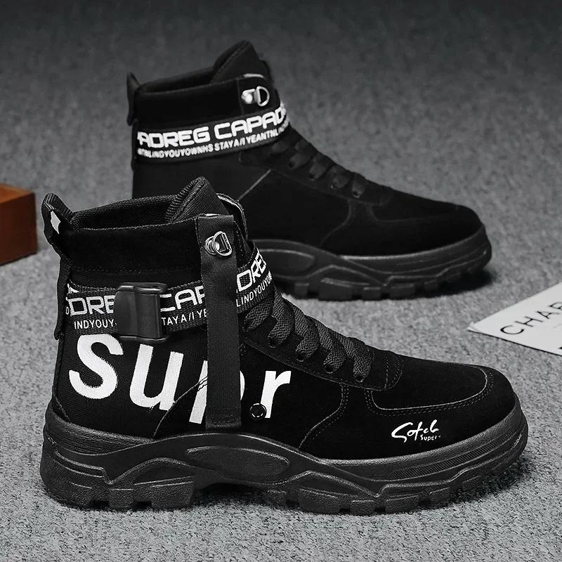 Fashion 2025 Men's Boots Boots Luxury Casual Safety Shoes Men Motorcycle Booties for Men High Ankle Walking Shoes Leather Boots Botas