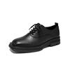 Men Fashion Square Toe Shoes Lace-up Oxfords Shoe Punk Rock Dress Black Stylish Genuine Leather Footwear  Designer Sneakers