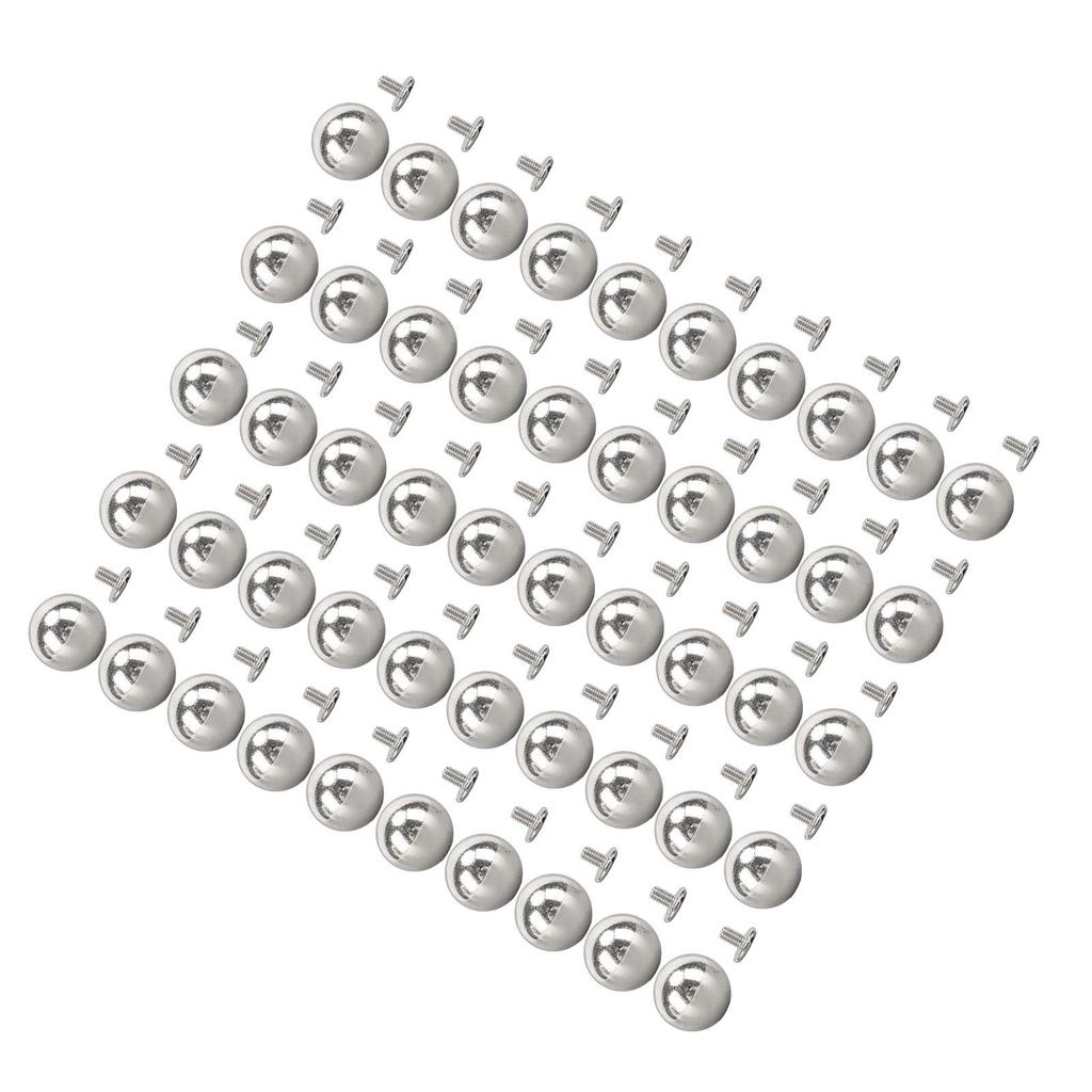 50 Set Sphere Rivet Kit Iron Soild 10mm Diameter Sphere Stud Kit with 6mm Screws for Leather Crafts Clothing Boots