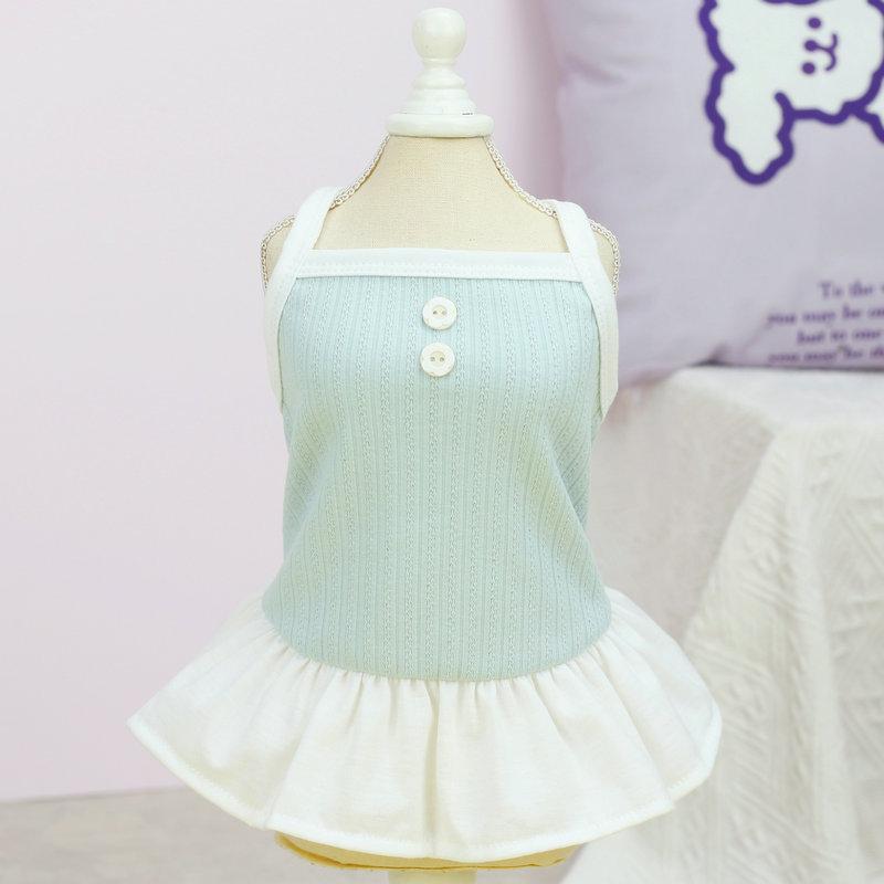 2024 New Pet Dog Clothing Strange Button Halter Skirt Spring and Summer Puppy Clothing Small and Medium-sized Dog Clothing