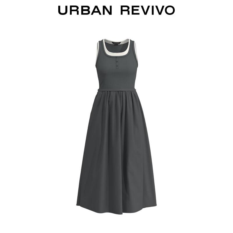UR Color-Block Faux Two-Piece Sleeveless Dress