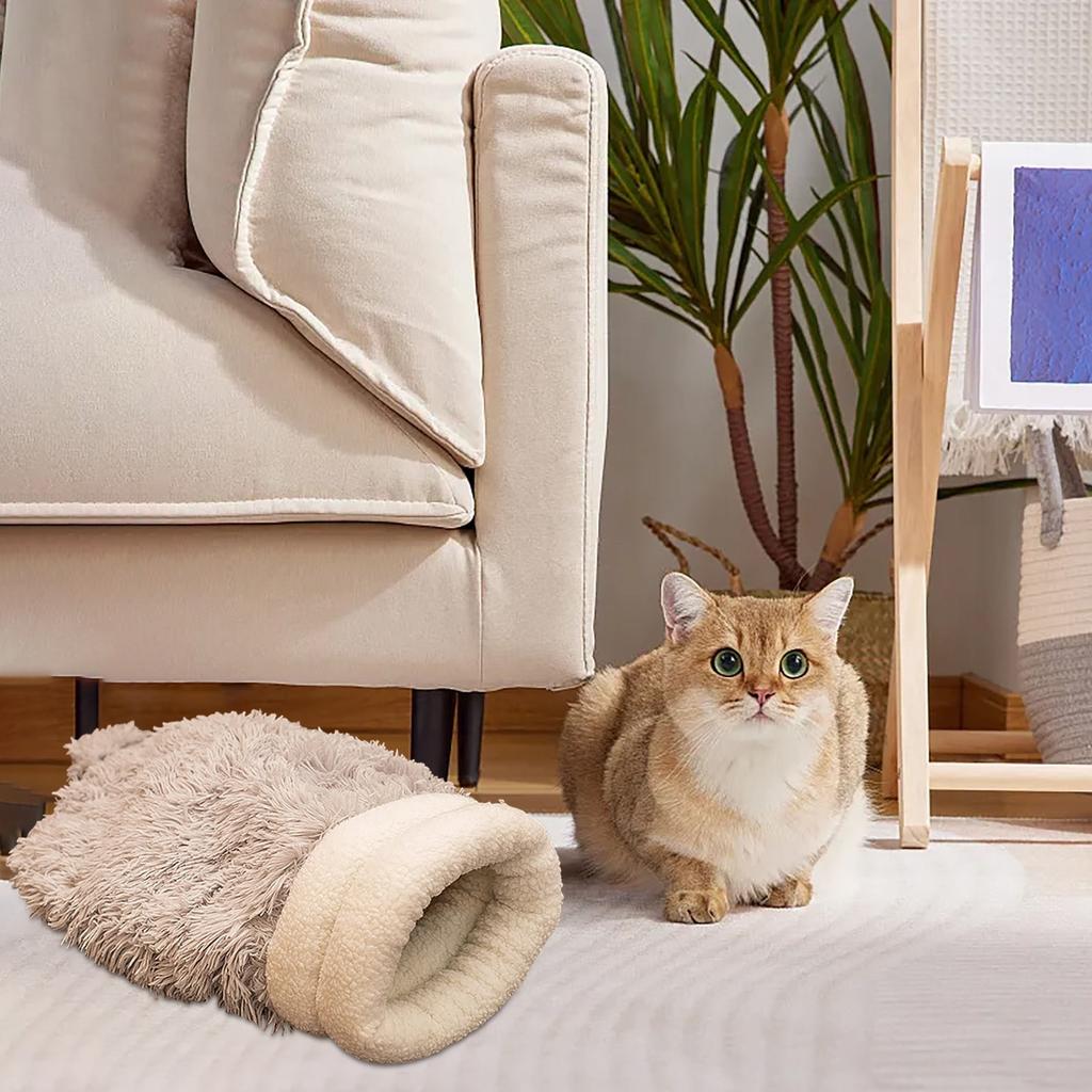 Cat Bed Cave Winter Cozy Cat Bed Cave Comfortable Pet Snuggle Sack Cat Bed Cave Sleeping Bag Self-Warming Burrow Cat Bed