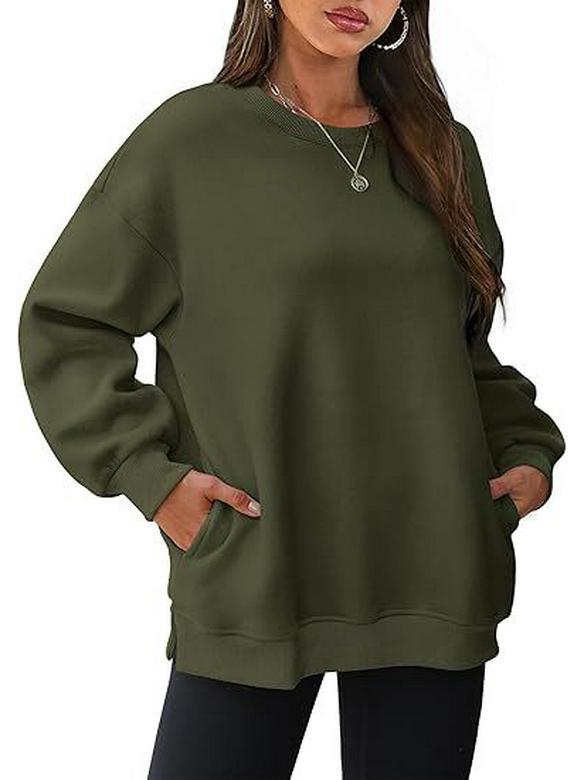 Women's Oversized Plus Velvet Round Neck Pullover Sweatshirt