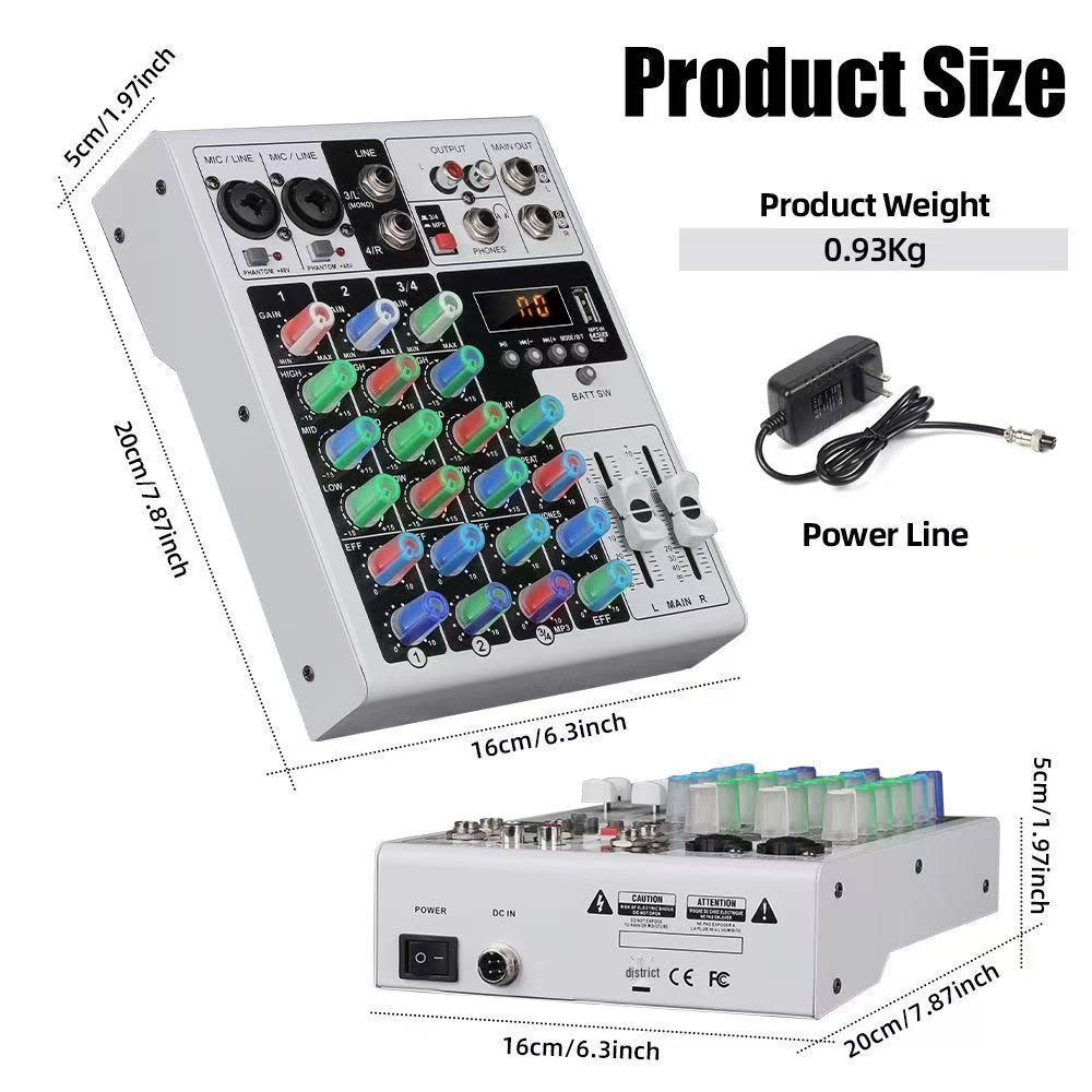 Professional Bluetooth 4/6-Channel USB Stage Mixer with Reverb