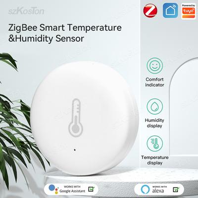 Tuya Smart Home ZigBee Capteur de température et d'humidité Thermomètre intérieur Moniteur Fonctionne avec Alexa Google Smart Life ZigBee2mqtt