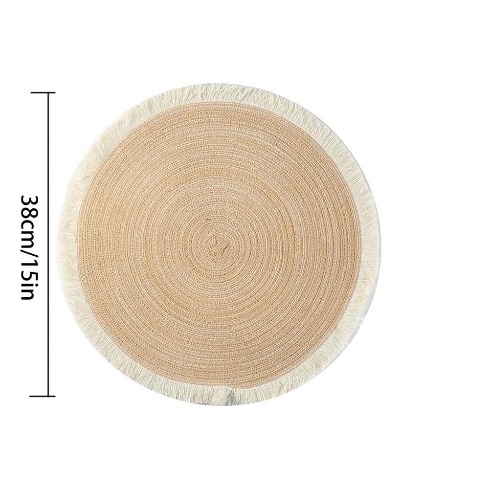 2/4/6pcs/set Hot Selling Fringe Eco-friendly Household Non-Slip Morden Style Table Woven Placemats Polyester Round Mat