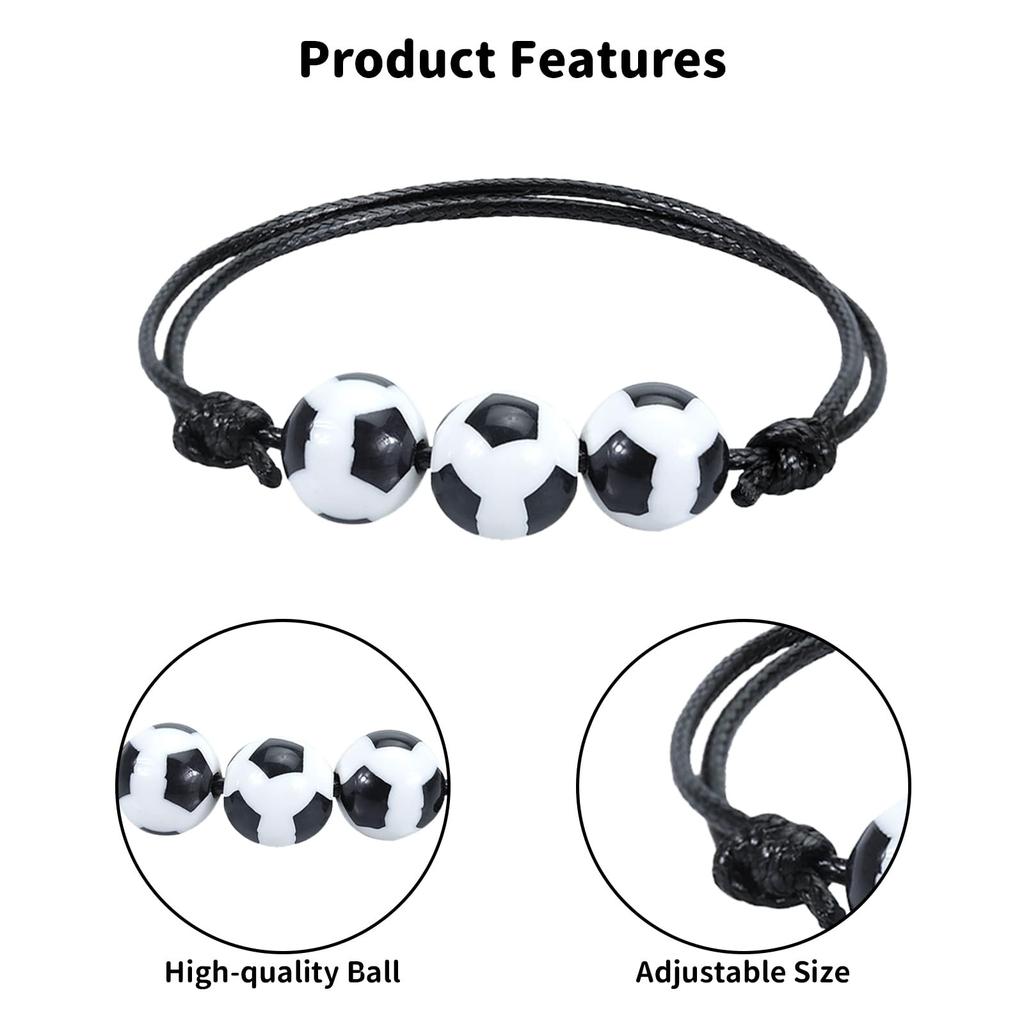 Football Charm Bracelet Football Party Gift Adjustable Wrist Strap Wax Woven Basketball Baseball Bracelet For Women