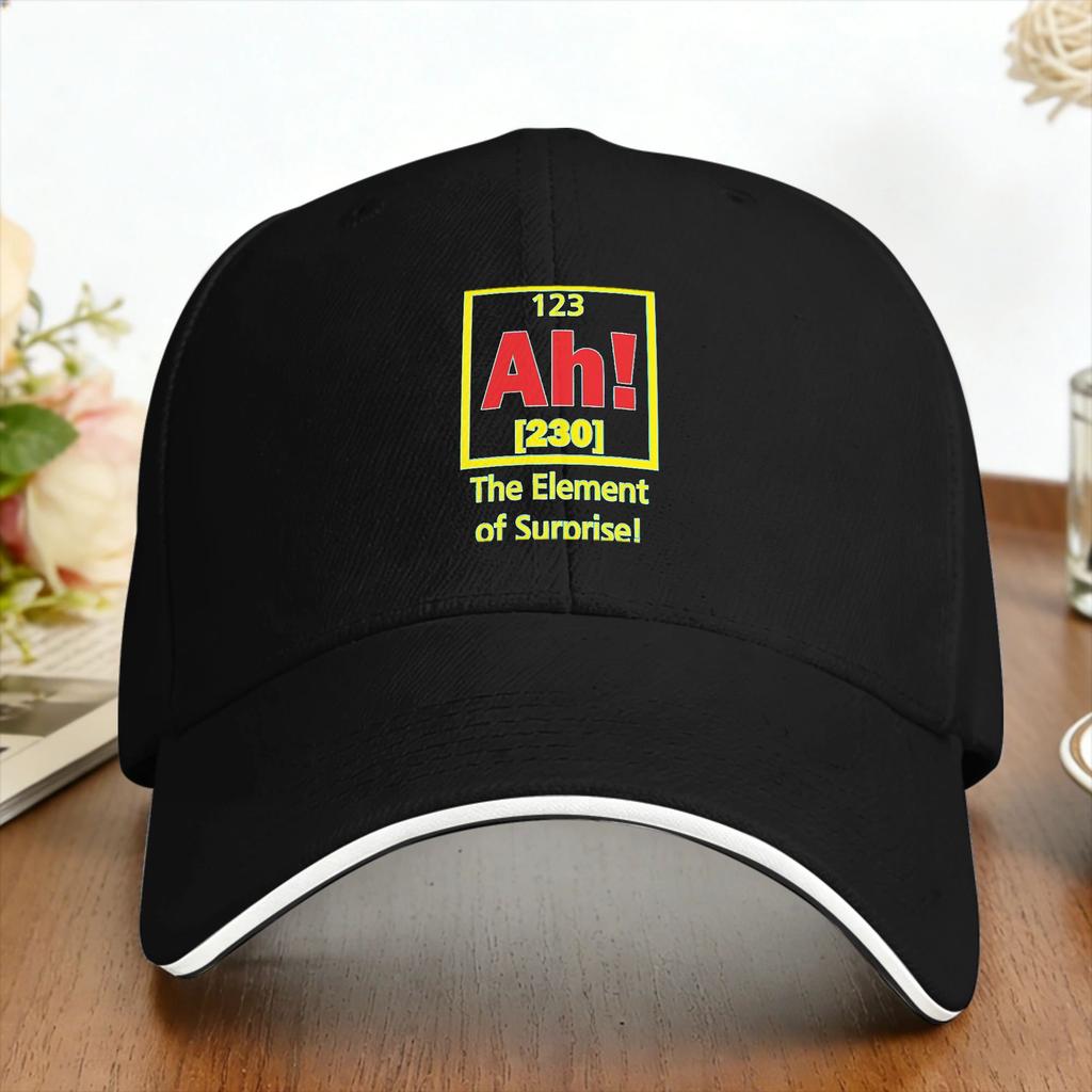 Ah! The element of surprise Sandwich Caps Vintage Funny Science Cap Fishing Hat Adjustable Snapback Caps Baseball Cap Summer