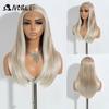 Perruque Noble à Dentelle Synthétique sur le Devant Cheveux Lisses Cheveux de Bébé Perruque Bob Cheveux Synthétiques 22" Perruque Brune Perruque Bob Pour Femmes Perruque Cosplay