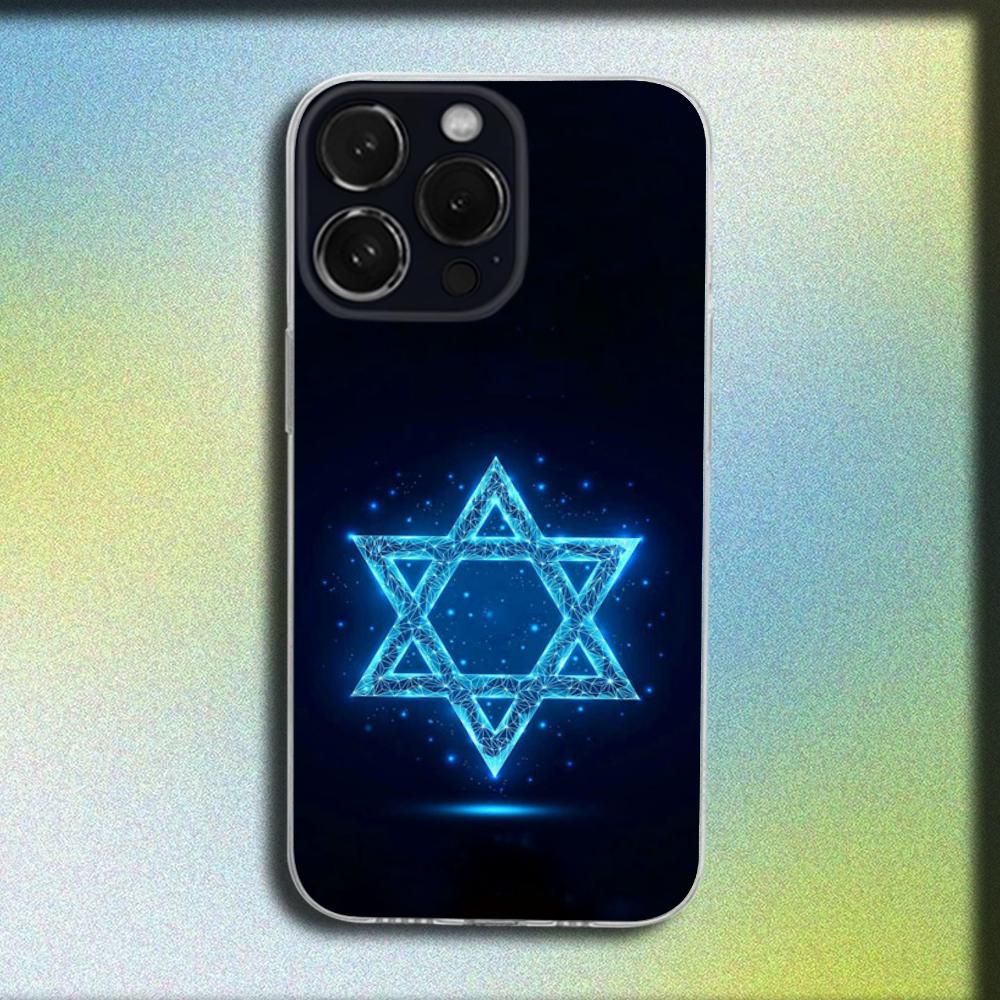Davidova židovská hvězda Symbol Kryt na telefon Pro iPhone 16,15,14,13,12,11 Plus,Pro,Max,XR,XS,X,Plus,SE,Mini Průhledný měkký kryt
