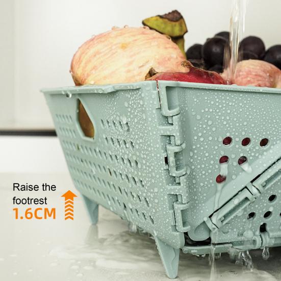 Collapsible Colander Folding Drain Basket with Resting Feet Dishwasher Safe Kitchen Food Strainer for Fruit Vegetables Pasta
