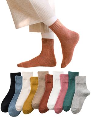 Cotton 10 Pair Warm [DsHome] Women's Autumn/Winter Socks, Socks, Set, Thick, Women's, Socks, Anti-Slip, Warm, Loungewear, School, Commuting, Indoors,