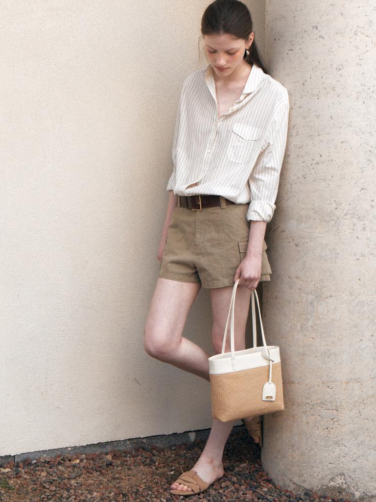 Demeriel Elise Weaving Shoulder Bag Natural