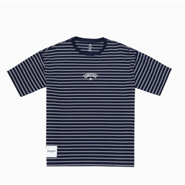 Converse Men woMen STripe Logo Loose FiT T shirT Navy Ucj690 695