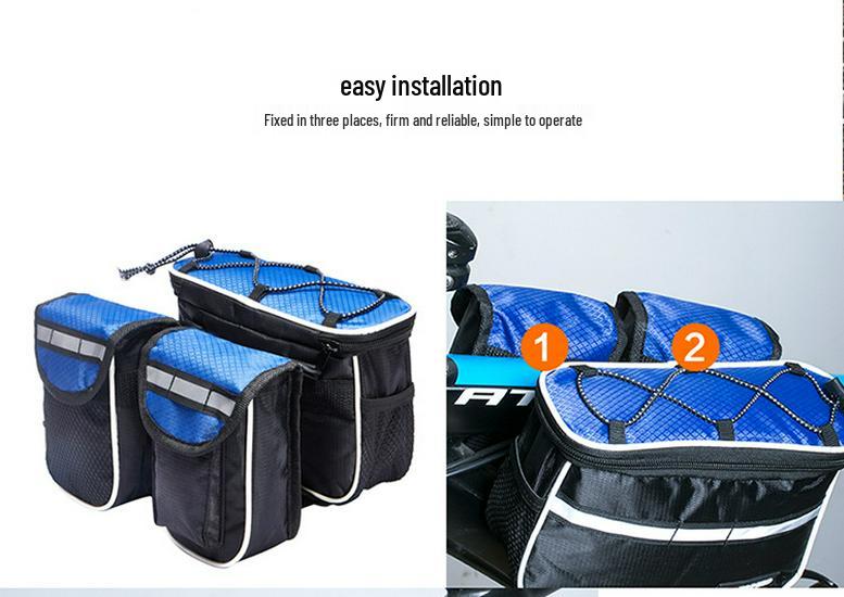 Waterproof Bicycle Top Tube Bag with Rain Cover - Four-in-One Mountain Bike Front Bag
