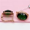 Starfuo 585 Purple Gold Earrings with Green Stone Cabochon – Women's Trendy Light Luxury Gold-Plated Jewelry.