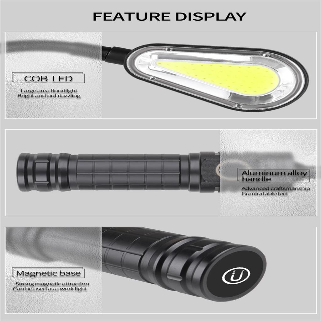 Xhp50 Mini Led Work Lights 200lm 2 Modes Zoomable Type-c Rechargeable Super Bright Flexable Bending Lamp