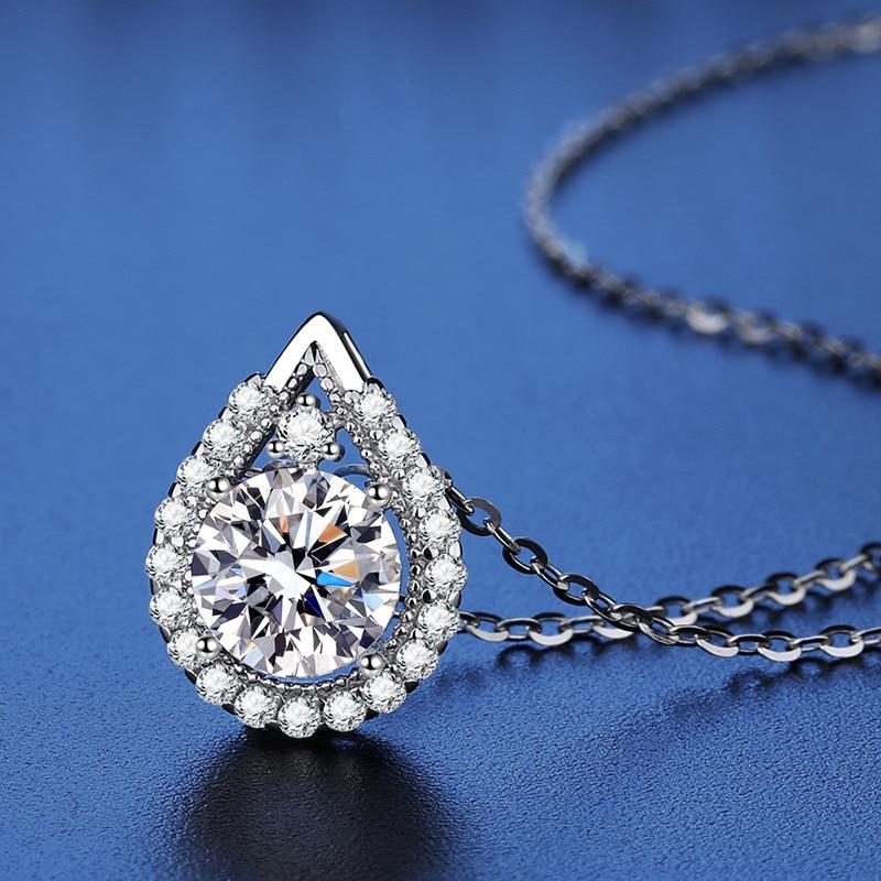 Bague Ringen S925 Sterling Silber Halskette Moissanit Schmuck für Frauen Wassertropfenförmiger Anhänger mit acht Herzen und acht Pfeilen
