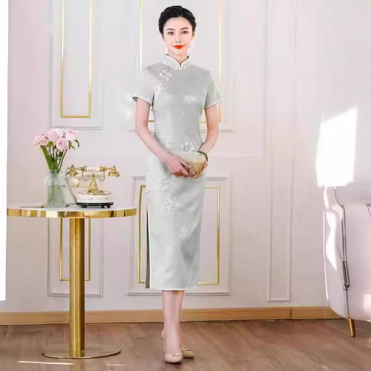 High-end silk cheongsam summer women's 1011 new daily retro new Chinese style mulberry silk dress slim fit