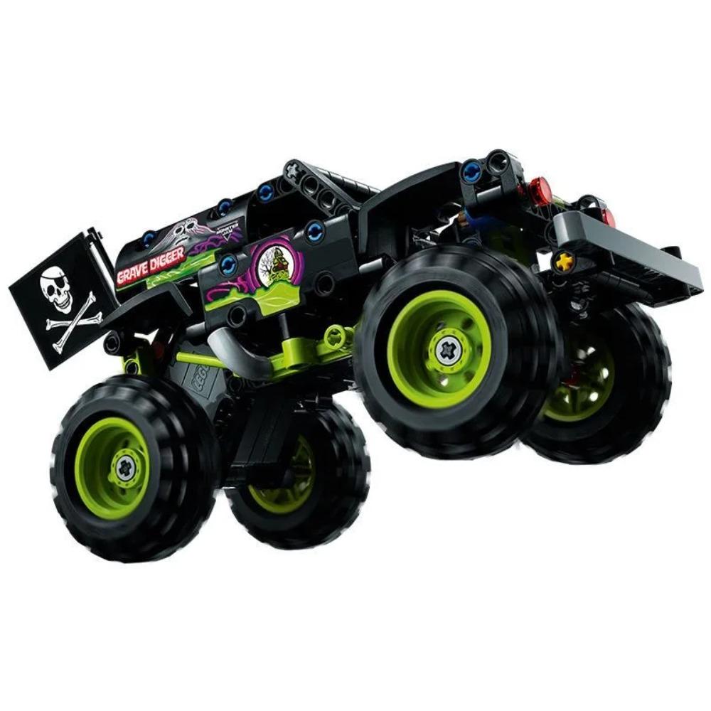 42118 Technic Monster Jam Grave Digger Fahrzeug Bausteine Set 2 in 1 Off Road Stunts Rückziehmotor Auto Spielzeug Weihnachtsgeschenke