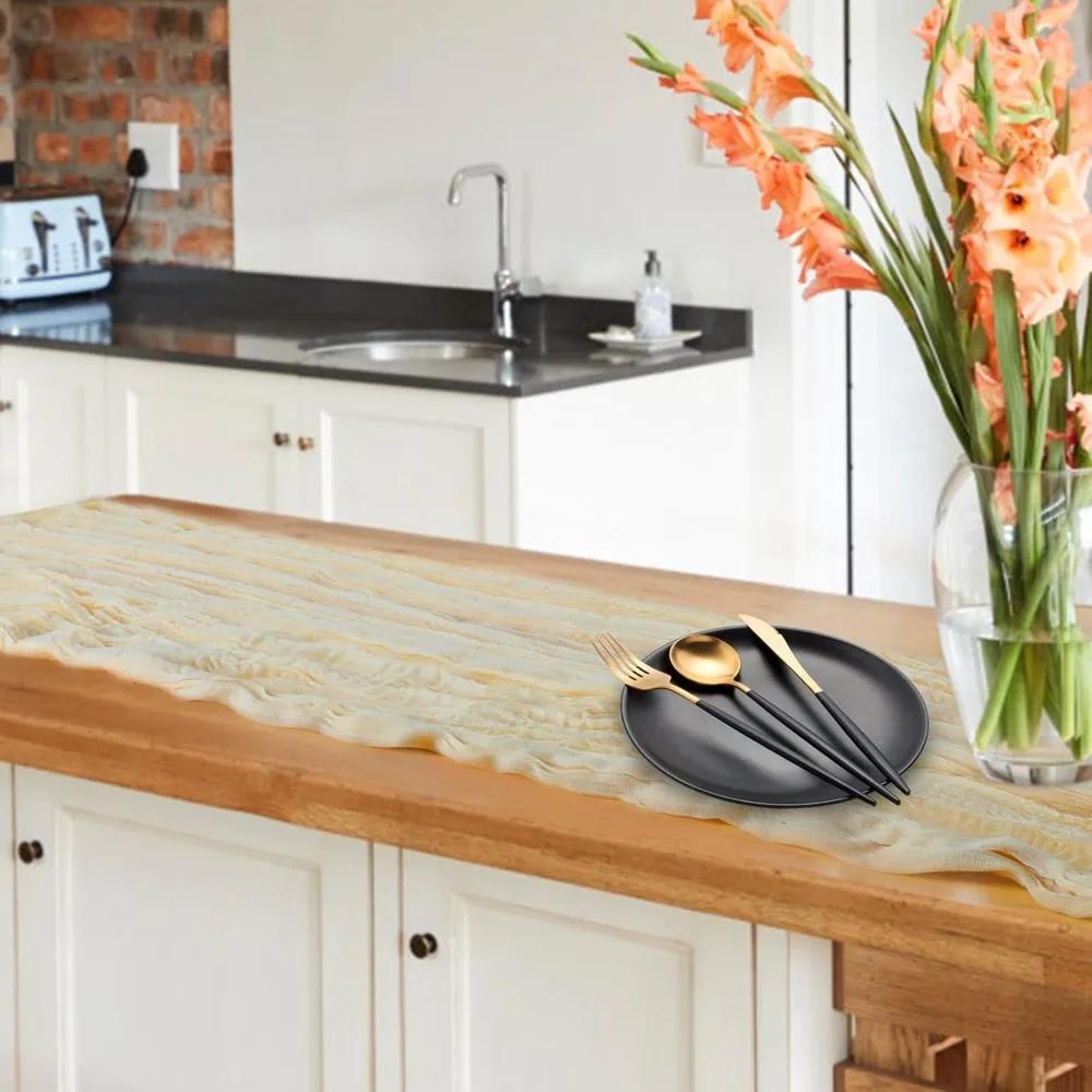 Beige 90 X 300 Cm Chiffon Table Runner, Luxury Gauze Wedding Arch Chair Sashes ,for Party Festival Baby Birthday Table Decor