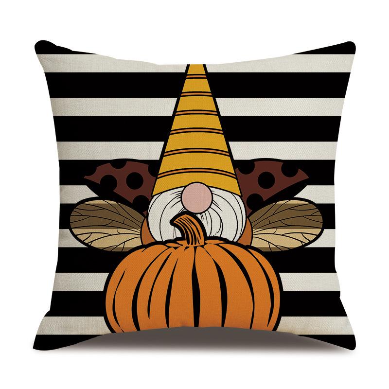Thanksgiving Linen Pillowcase Autumn Pumpkin Print Pillow Cushion Cover