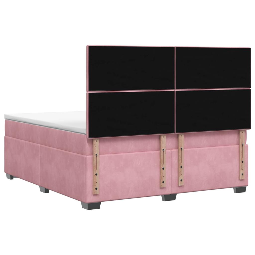 Box Spring Bed with Mattress and Headboard Pink 140 X 200 Cm Velvet