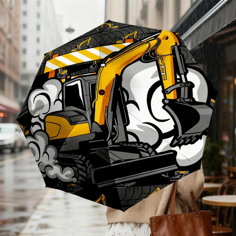 1pc Excavator Tunnel Pattern Umbrella Design Automatic Opening and Closing Umbrella, High-quality Travel Umbrella,  c1128189