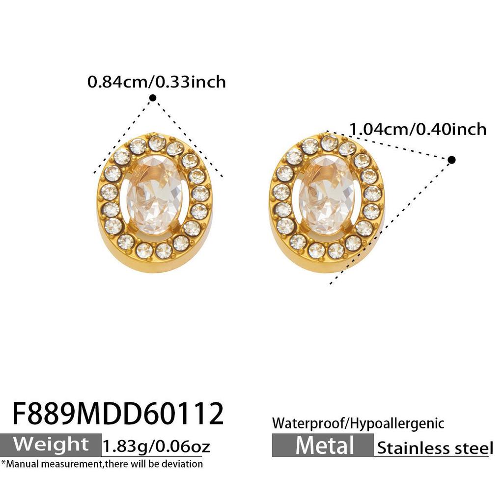 Douyin Trend Wassertropfen Strass Zirkon Anhänger Halskette & Ohrringe Damen Set, 18 Karat Vergoldeter Edelstahl.