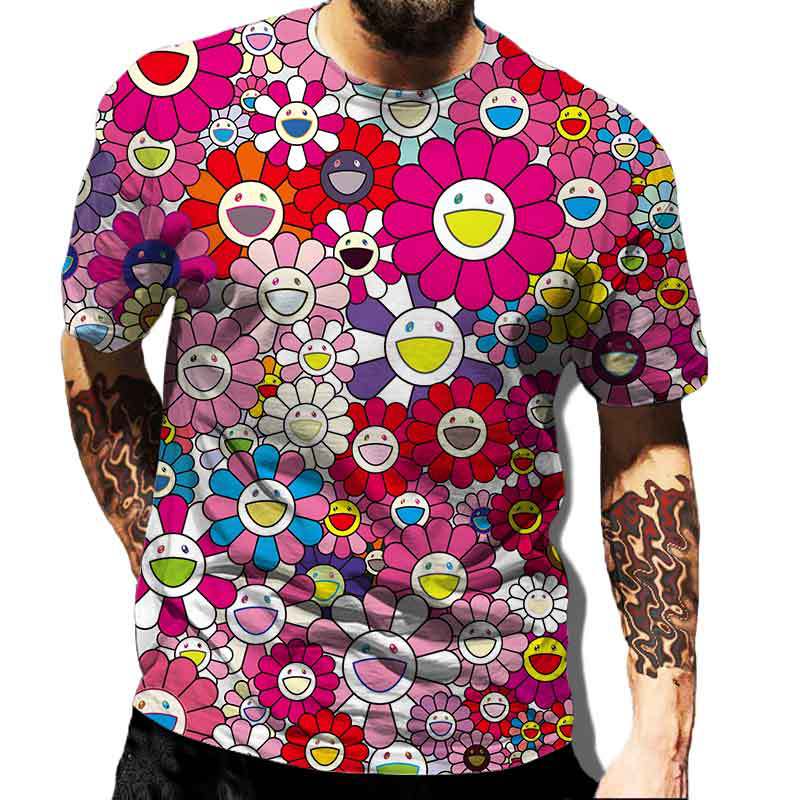 Men's Square Color Tie-Dye T-Shirt, Street Style, Casual, Fashionable, Breathable, Sporty