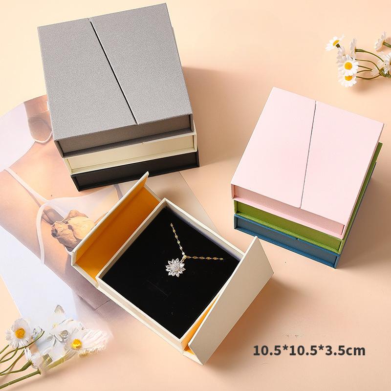 Dual-Opening Magnetic Flip Jewelry Packaging Box Earrings Necklace Ring Jewelry Organizer Box Thick Kraft Paper Jewelry Box