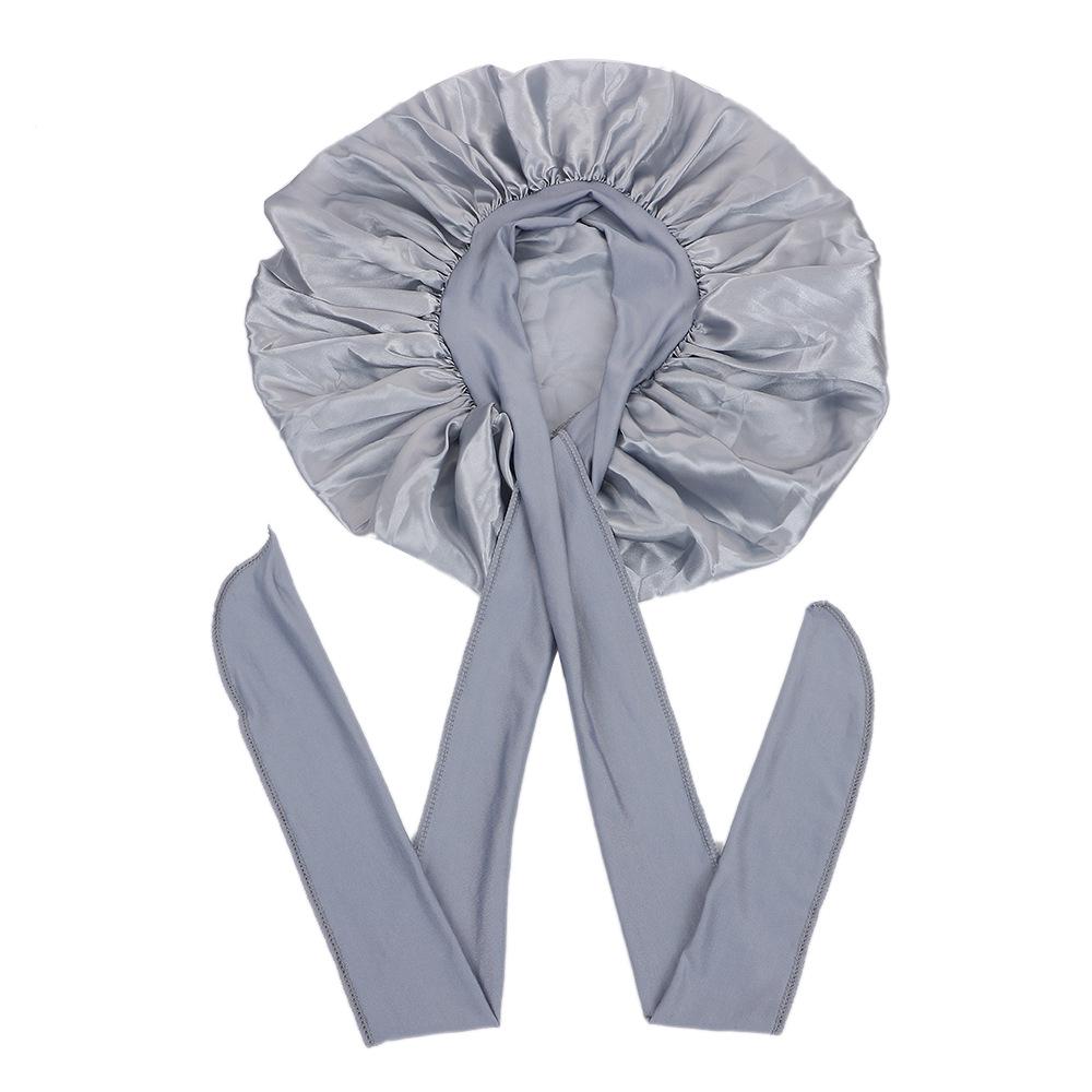 Women's Satin Sleep Cap with Elastic Ribbon - Large Hair Protection Cap for Home Use