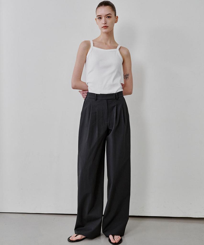 MALOUPE 2176 Nylon Double-Pleat Pants (Dark Gray)