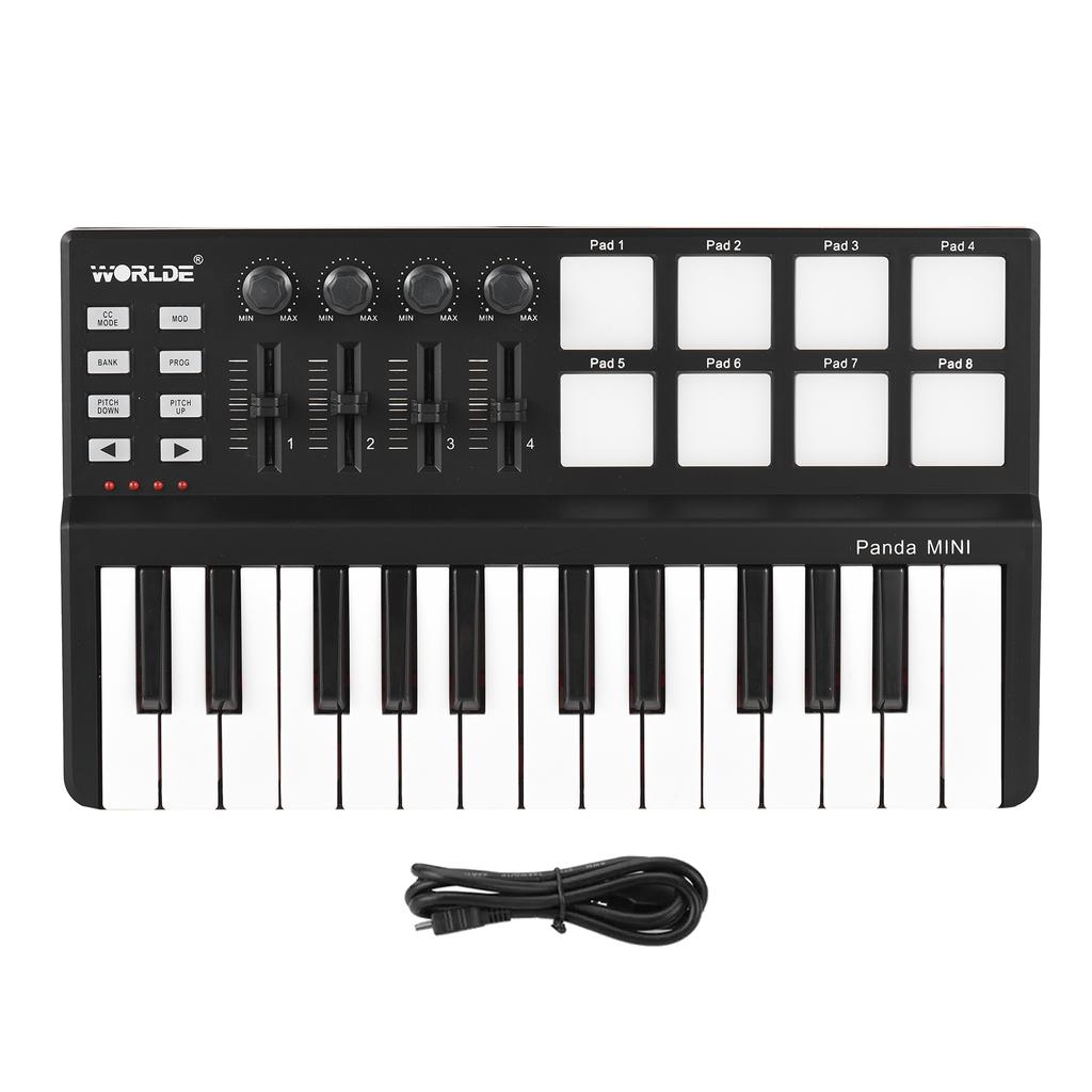 WORLDE Panda Mini Portable Mini 25 Key USB Keyboard and Drum Pad MIDI Controller