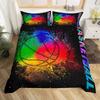 Basketball Comforter Cover Queen Size Sport Dunk Basketball Duvet Covers For Kids Teens, Black Ball Print Bedding Set All Season