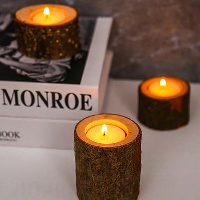 Three Wooden Tea Lamp Holders of Different Sizes, Suitable for Wedding, Birthday, Desktop Center Decoration, Home Decoration