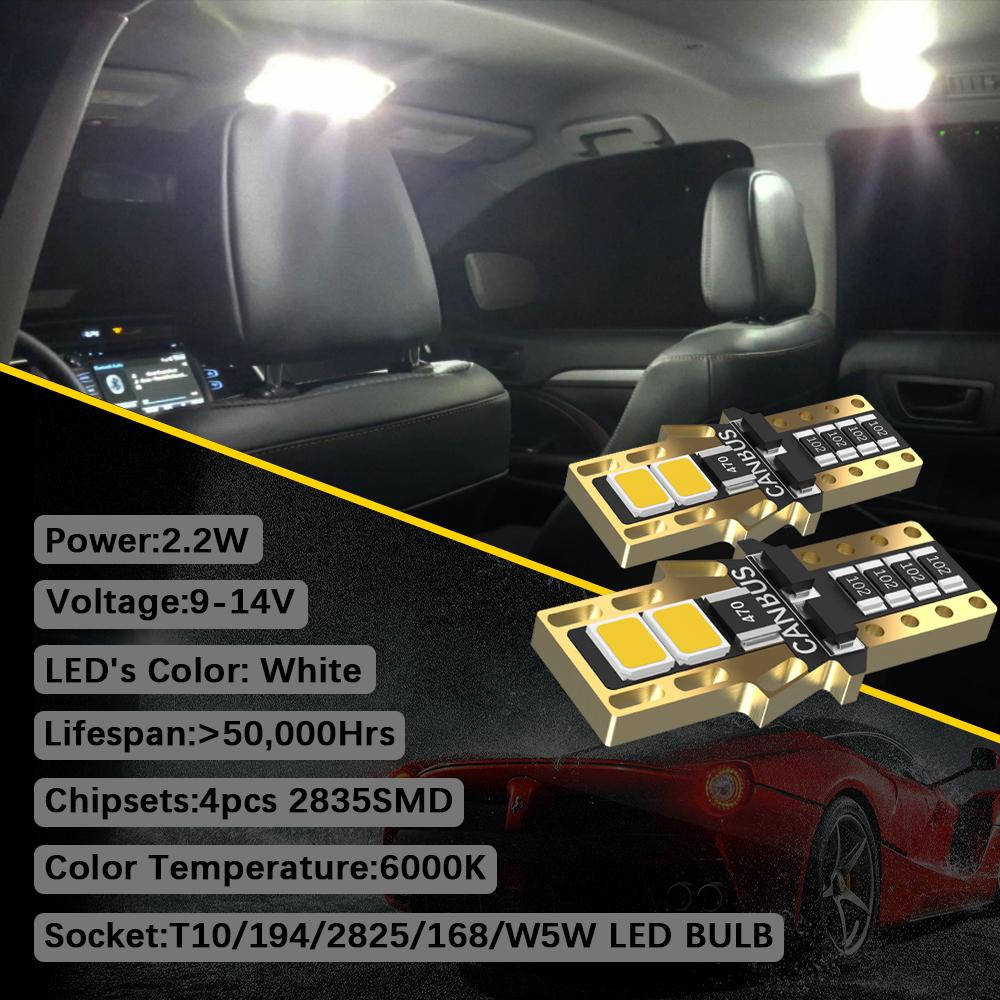 10PCS W5W LED T10 LED Bulb Canbus For BMW Opel Car Parking Dome Lights Interior Map Dome Lights 6500K Warm White Ice Blue Purple Dome Lights 6