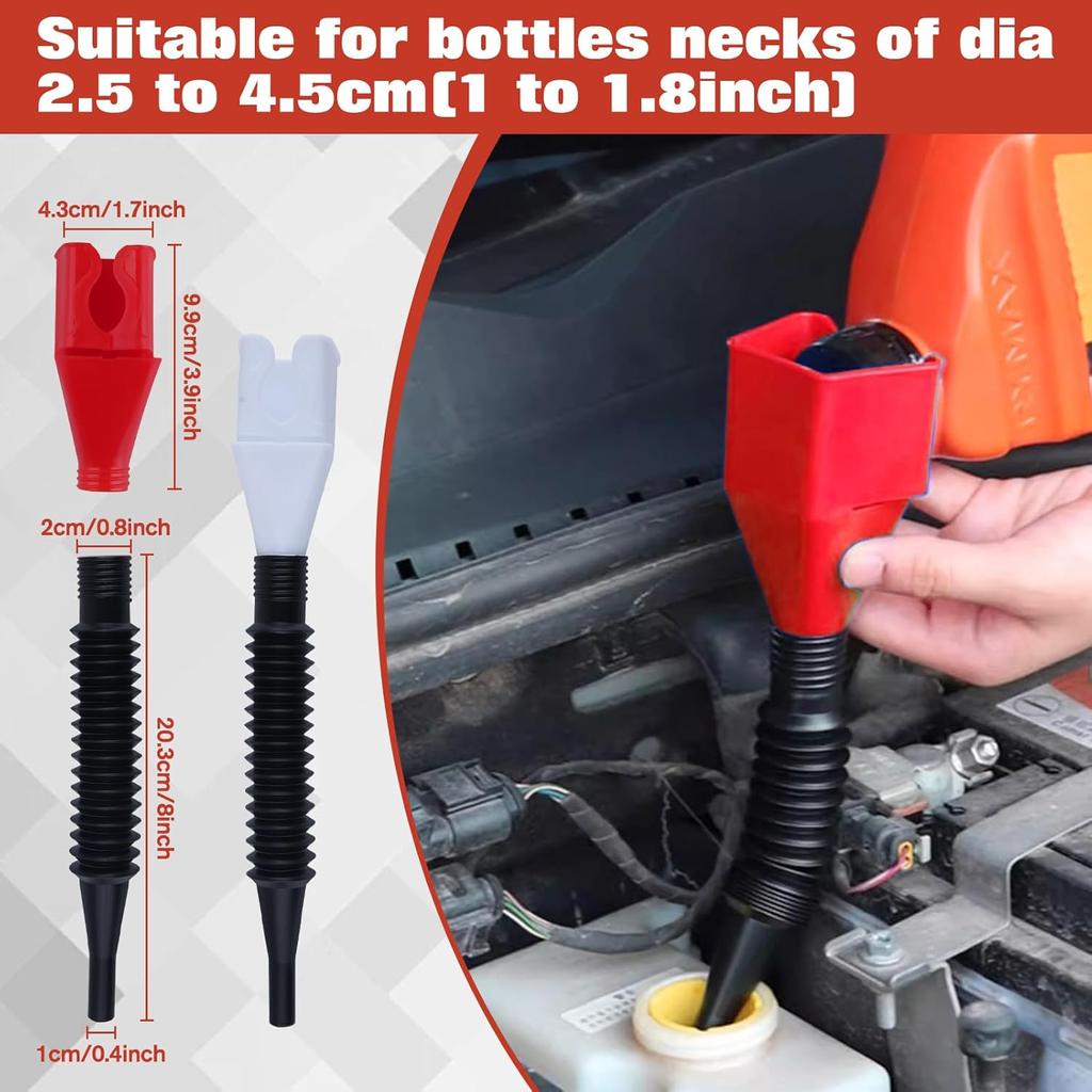 Kunststoff-Öltrichter für den Automobilgebrauch Set mit 10 Stück, Flexibler Auto-Trichter mit Schlauch Große Öffnung Flexibler Ölwechsel-Trichter Langer Hals Rechter Winkel