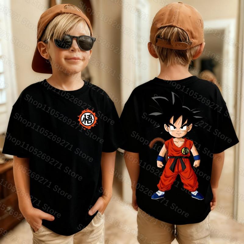 Anime Dragon Ball Kids T-shirt Son Goku Cute Cartoon Fashion Print Summer Cotton Boys Girls Loose Short Sleeve Clothing Gifts