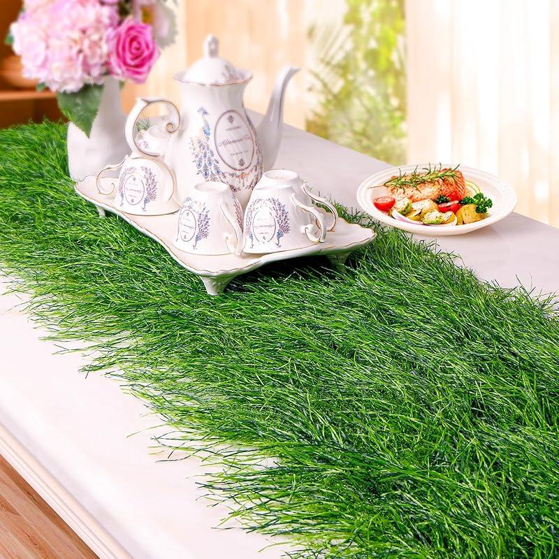 Farochy Synthetic Thatch Grass Table Runner, Artificial Grass Runners for Table, Easter Grass Runner, Faux Turf Table Runner for Decor Party, 13 x 48 inches