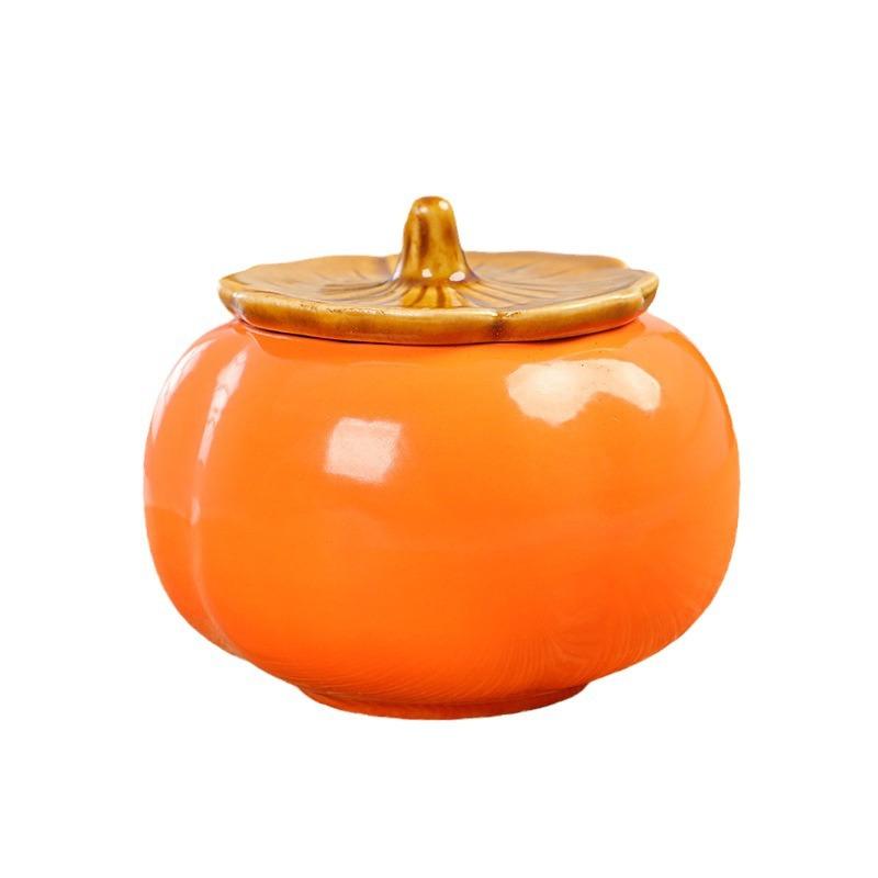 Persimmon Ruyi Persimmon Jar Happy Sugar Jar Tea Jar Ceramic Jar Small Wedding Sugar Jar Gift Box Tea Set Souvenir