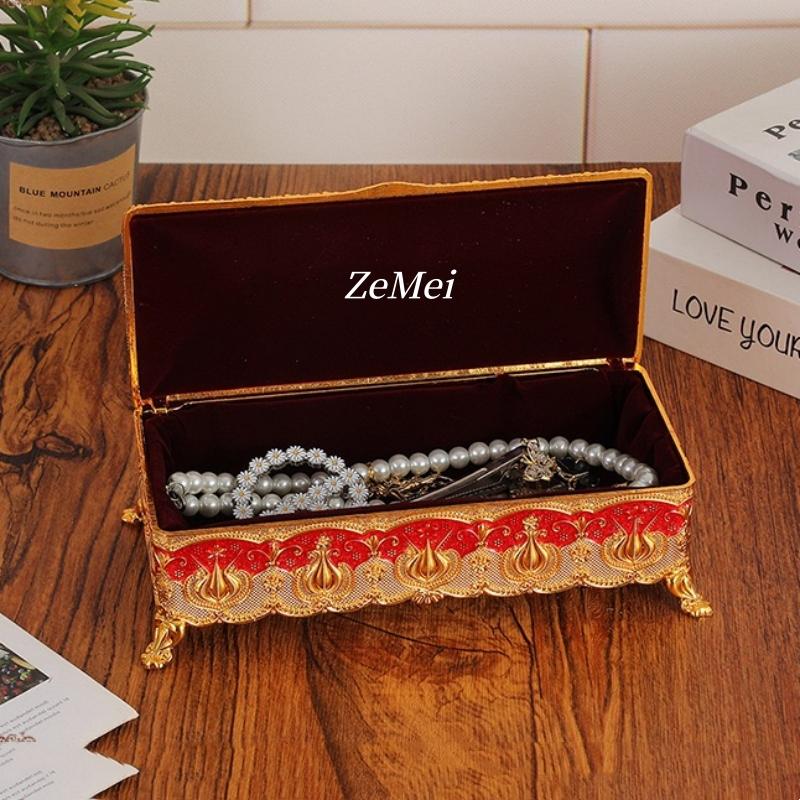 European Style Bracelet Storage Box Jewelry Organizer,Exquisite Patterns Alloy Card Ring Storage Box Dresser Display Couple Gift