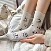 Trendy Socks, Women's Plush Panda Socks, Cute and Versatile Mid-calf Socks, Boneless Cotton Socks, Sweet School Style, Pile Pile Socks
