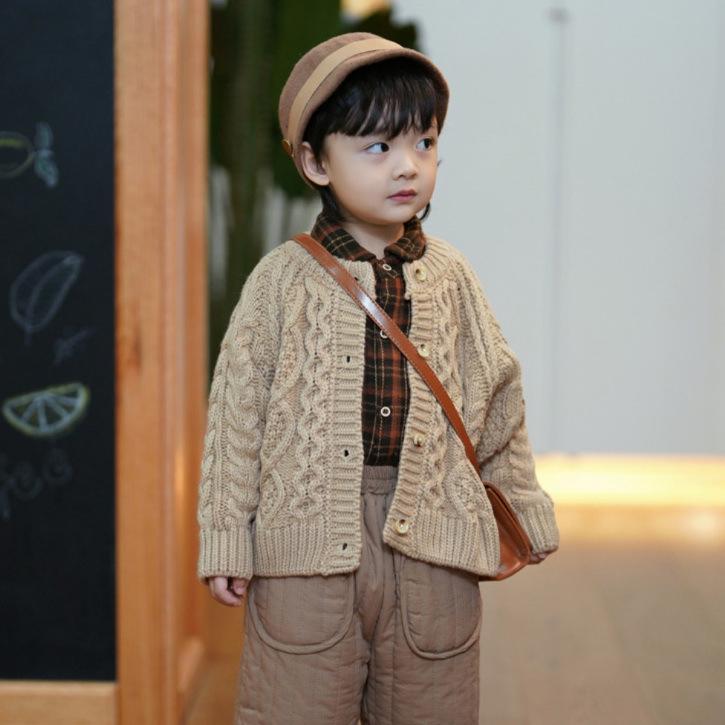 Children s Thick Knit Cardigan - Spring & Autumn Style for Boys & Girls 100 (Height ~90cm)