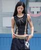 RuNaKi'Hu' Wxt083 Musubi Check Color Block Sleeveless (Black)