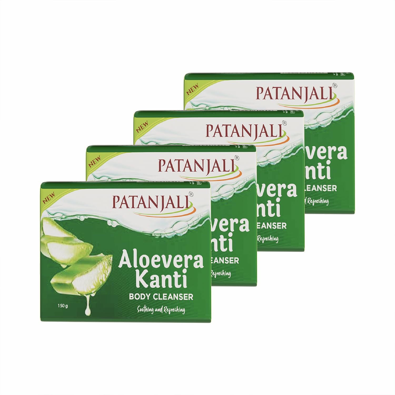 

Patanjali Aloe Vera Kanti Body Cleanser Soap 150g X Pack Of 4 Nourishing Moisturizing Bath Bar For Soft Smooth Hydrated Skin