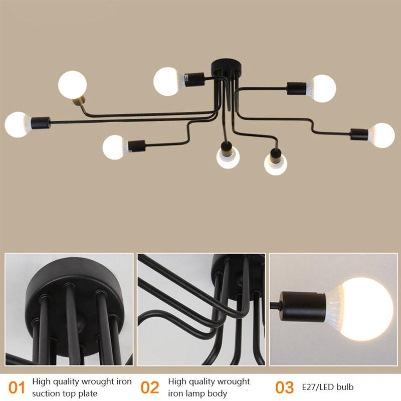 Modern LED Pendant Light Minimalist Iron Multi Head Line Lamp For Bedroom Living Room Study Coffee Shop Bar Indoor Decor Fixture