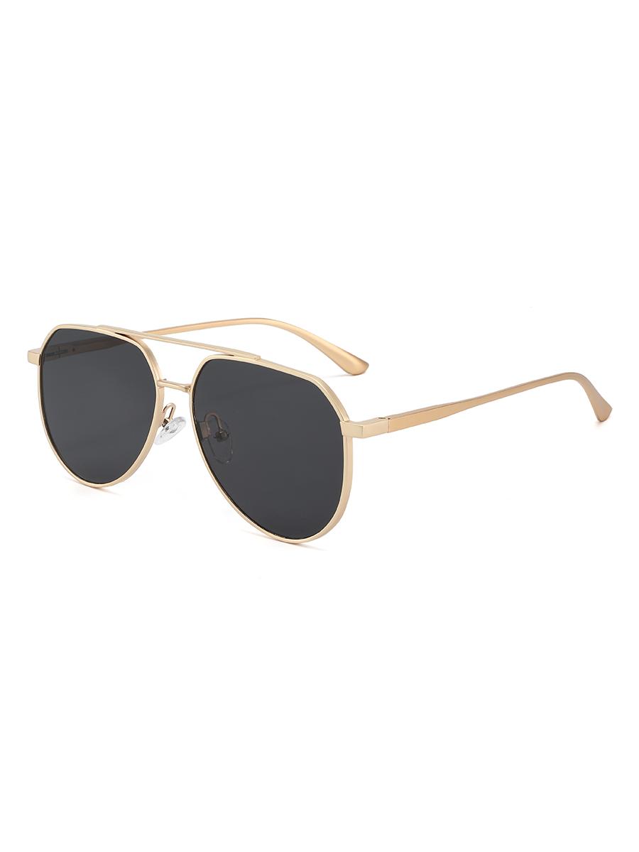 NWO T1565 New Arrival Double Bridge Pilot Metal Fashion Trendy Sunglasses Alloy&C1 Gold/Black