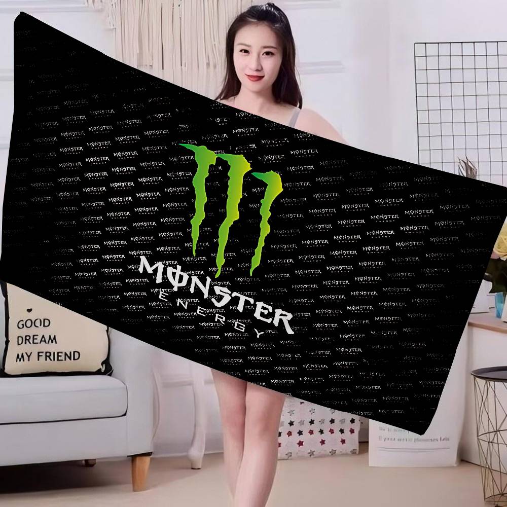 M-MonsterS LOGO Energy Microfiber Blanket Quick Drying Beach Towels Oversized Printing Super Absorbent Pool Towel Blanket